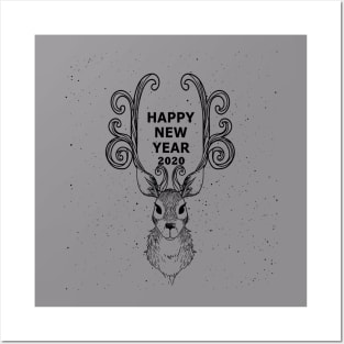 Happy new year 2020 Deer Spiritual Animale New Year Gift Posters and Art